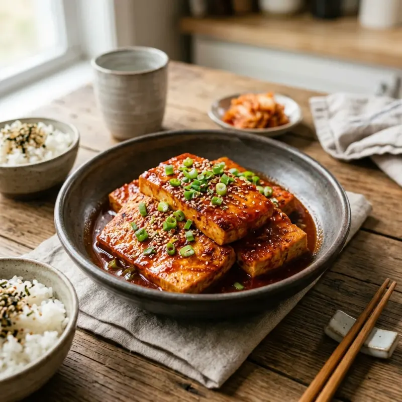 Korean Spicy Braised Tofu (Dubu Jorim)
