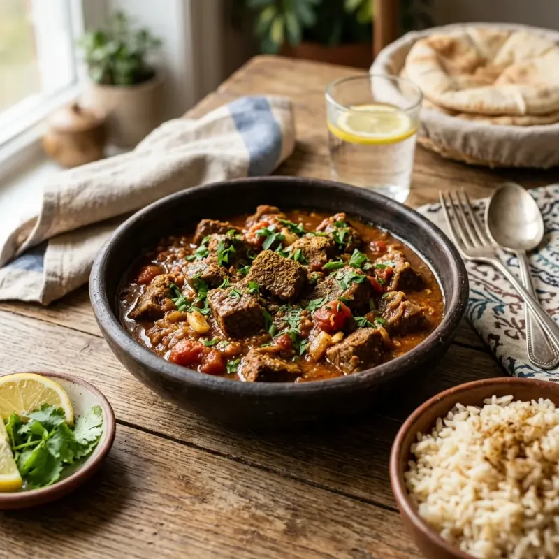 Egyptian Kamounia Cumin Braised Beef With Garlic And Tomatoes