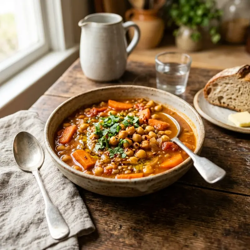 Moroccan Harissa Chickpea And Carrot Stew