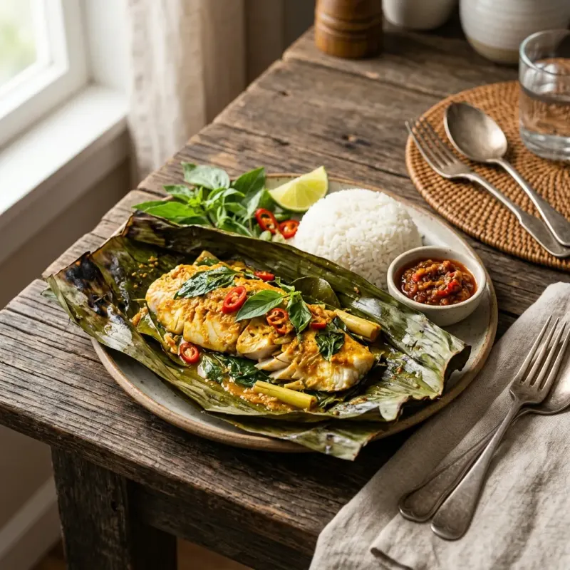 Pepes Ikan Kemangi (Herb-Steamed Spiced Fish Foil Packets)
