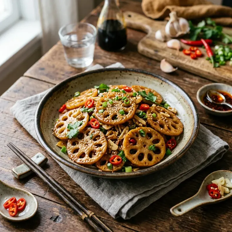 Crispy Garlic Lotus Root Stir-Fry