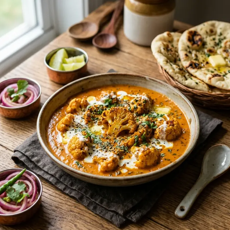 Punjabi Makhani Gobi (Butter Tomato Braised Cauliflower)