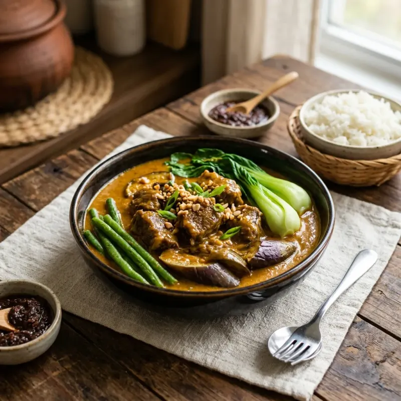 Filipino Beef Kare-Kare In Savory Peanut Sauce