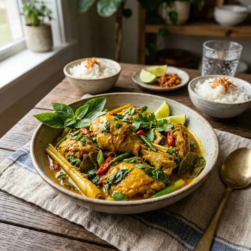 Ayam Woku Manado (Spicy Lemongrass And Basil Braised Chicken)