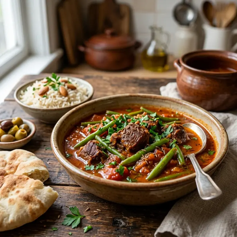 Palestinian Braised Lamb And Green Bean Stew With Caraway