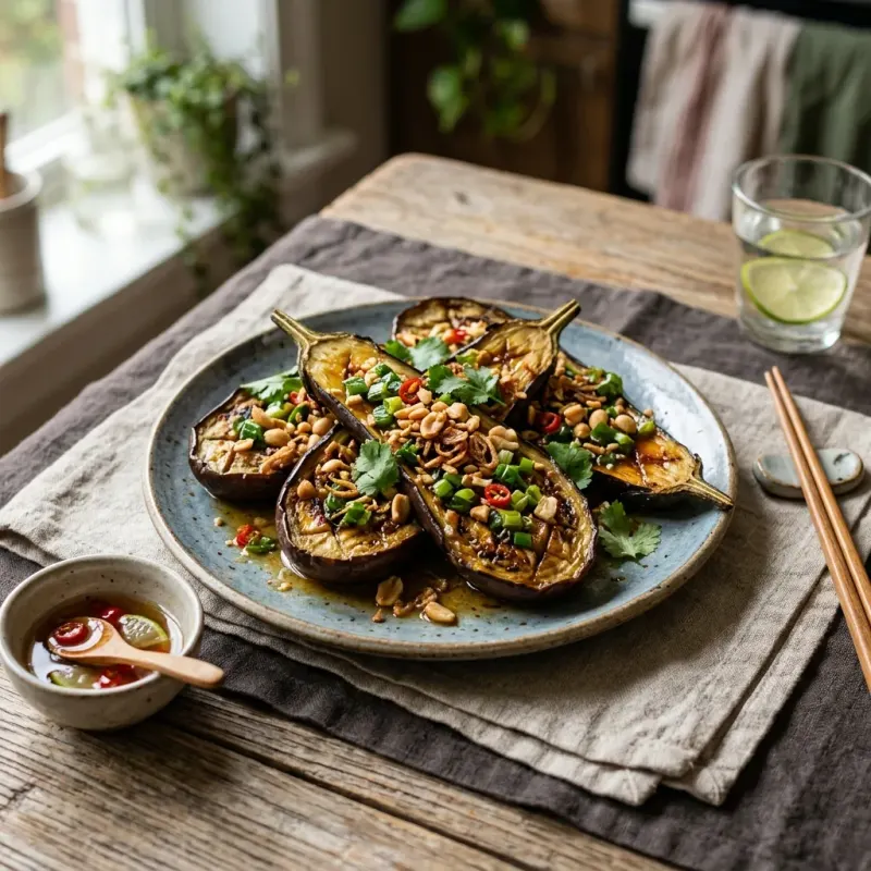 Vietnamese Roasted Eggplant With Scallion Oil