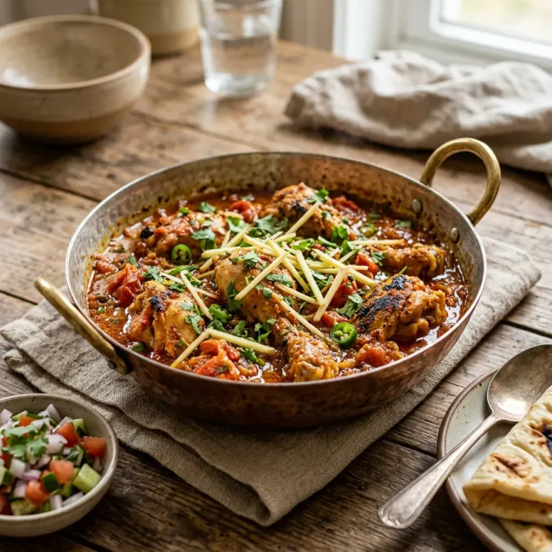 Sindhi Ginger Tomato Chicken Karahi