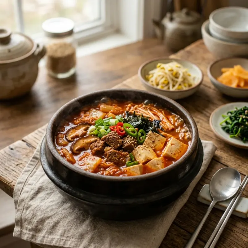 Smoky Kimchi And Tofu Stew With Beef