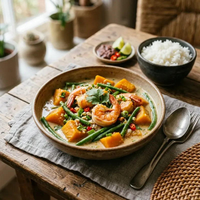 Filipino Coconut Squash And Shrimp Stew
