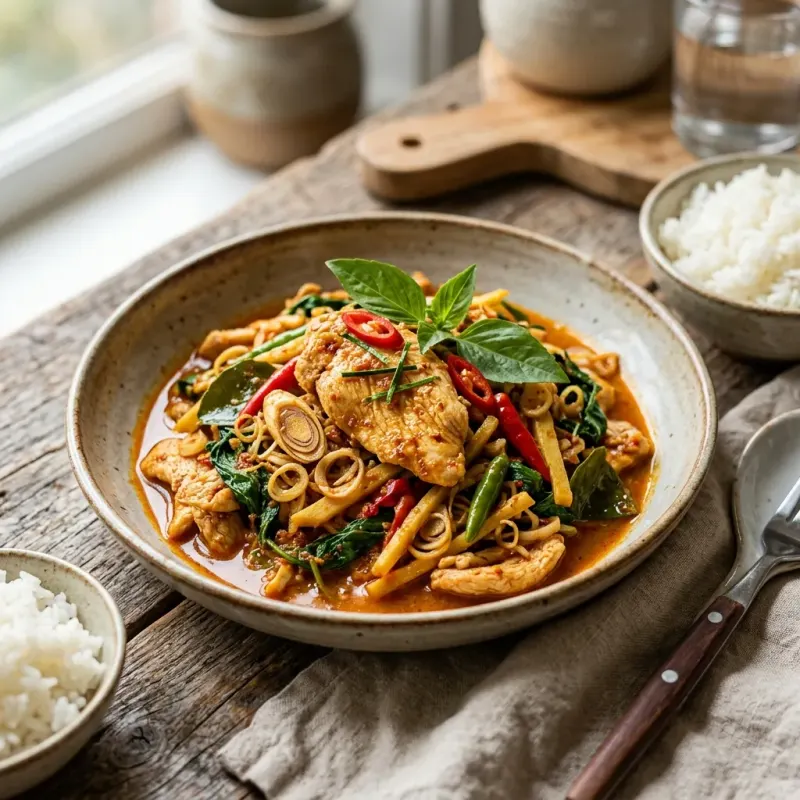 Thai Stir-Fried Spicy Lemongrass Chicken (Pad Phet Gai)