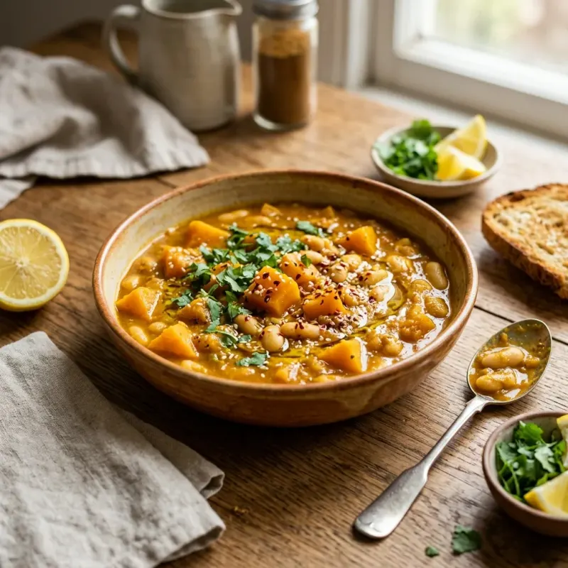 Somali Spiced Pumpkin And White Bean Stew