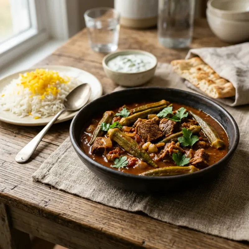 Iranian Tamarind And Tomato Okra Braise