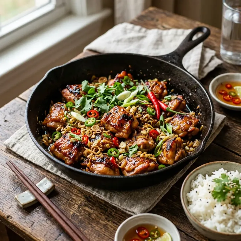 Vietnamese Sweet-Spicy Lemongrass Chicken Skillet