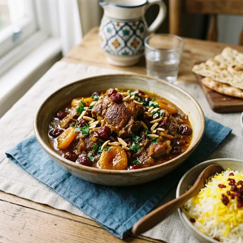 Iranian Sour Cherry And Apricot Braised Lamb