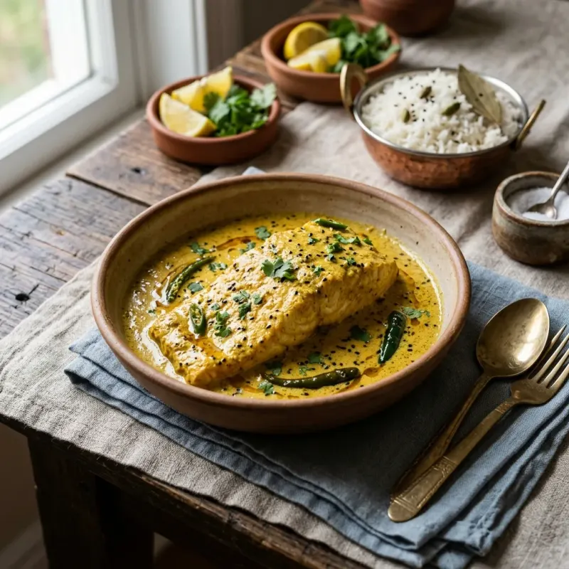 Bengali Mustard Coconut Braised Seabass