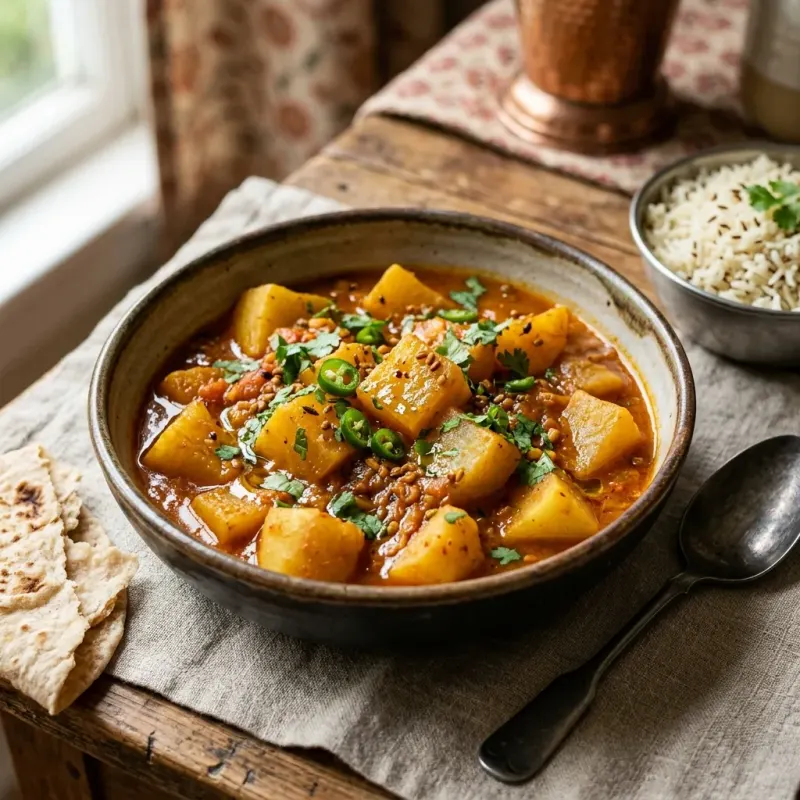 Himalayan Daikon Radish And Potato Tarkari
