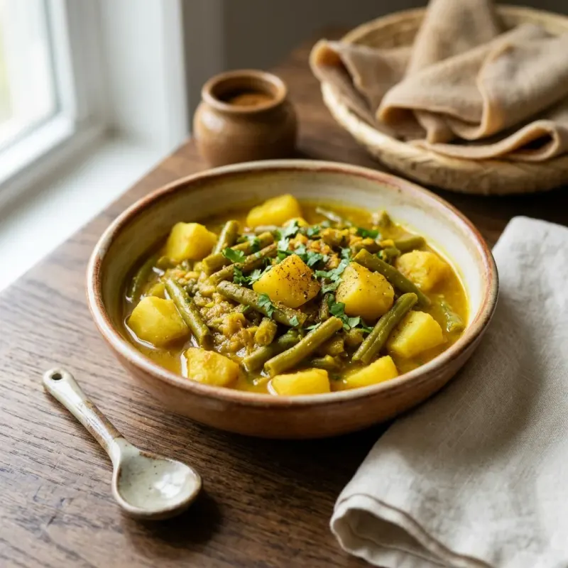 Ethiopian Turmeric Stewed Green Beans And Potatoes