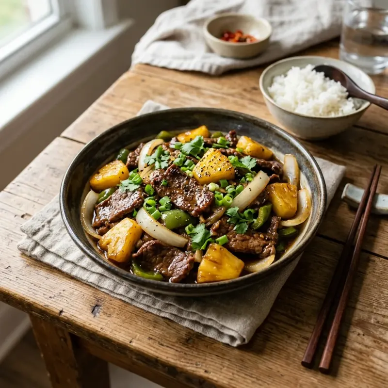 Vietnamese Garlic Beef And Pineapple Stir-Fry