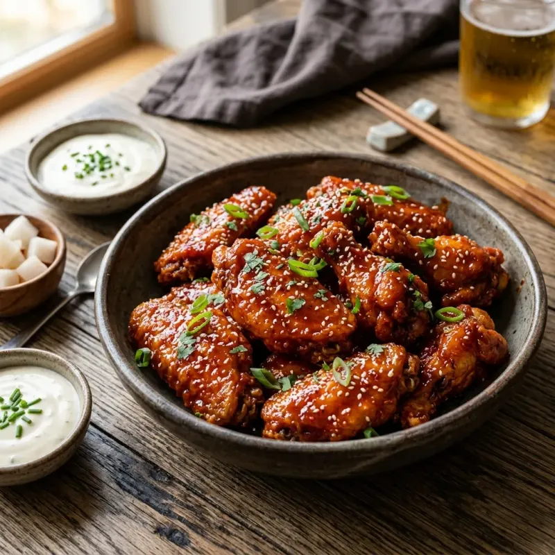Crispy Gochujang Glazed Korean Chicken Wings