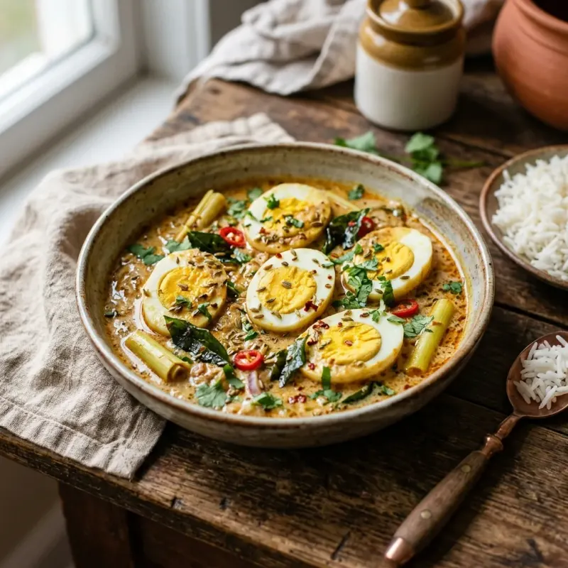 Sri Lankan Spiced Coconut Egg Curry With Lemongrass