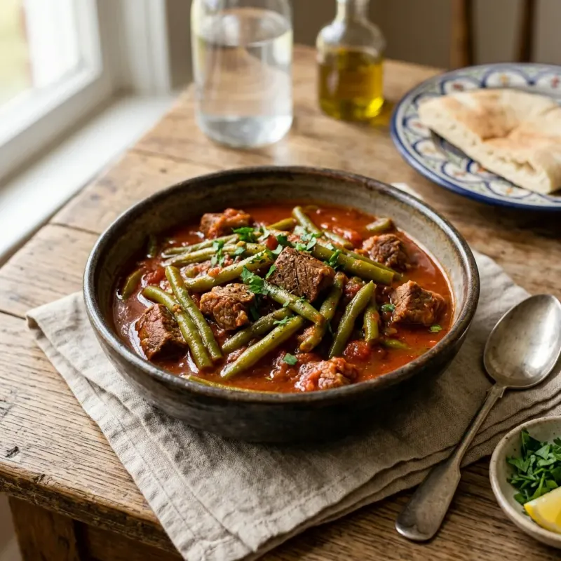 Lebanese Tomato Braised Green Beans With Beef
