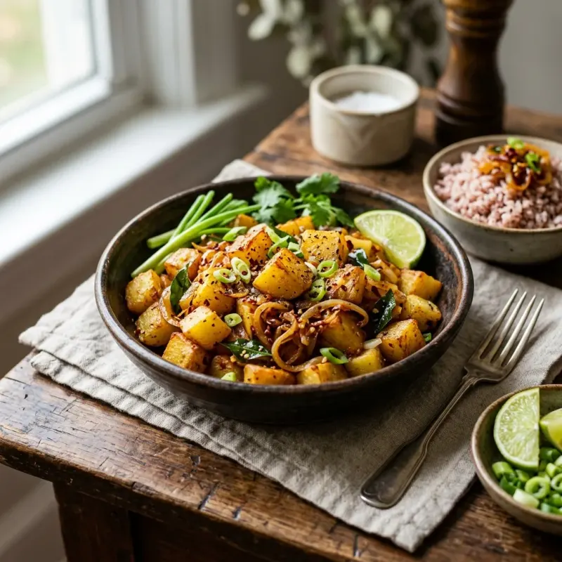 Sri Lankan Crispy Potato And Chili Scallion Sambal
