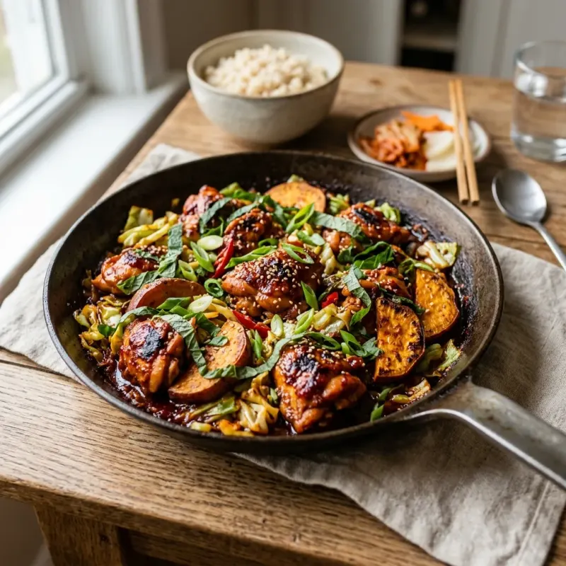 Spicy Korean Dak-Galbi Style Chicken Skillet