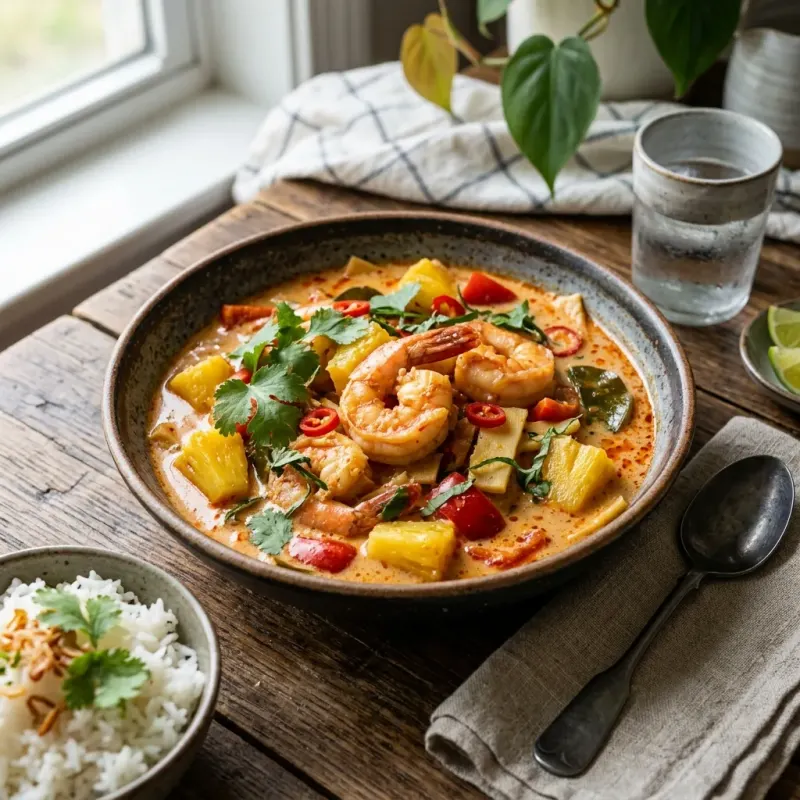 Thai Red Curry Shrimp With Pineapple