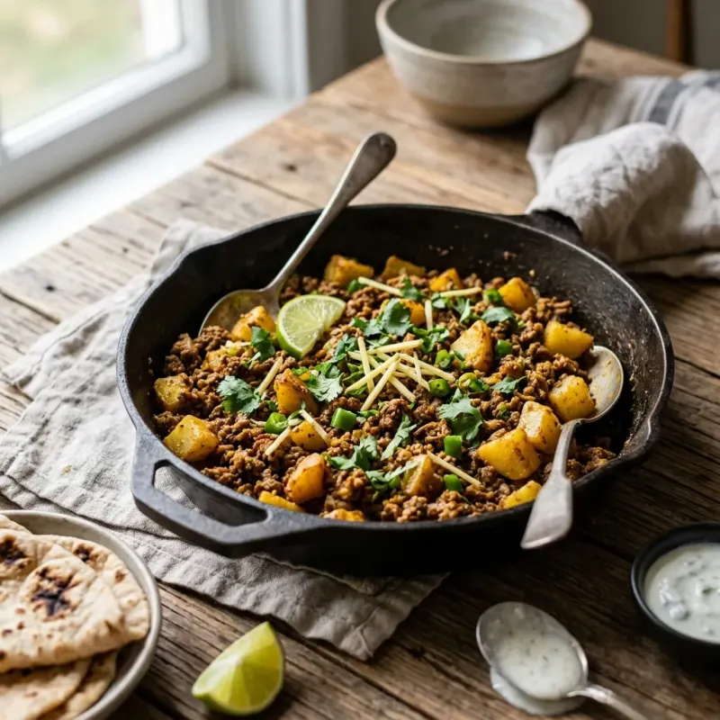 Lahori Spiced Ground Beef And Potato Skillet