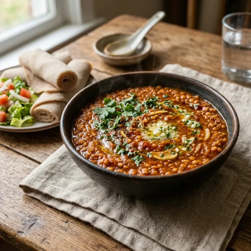 Ethiopian Spiced Red Lentil Stew With Garlic Butter