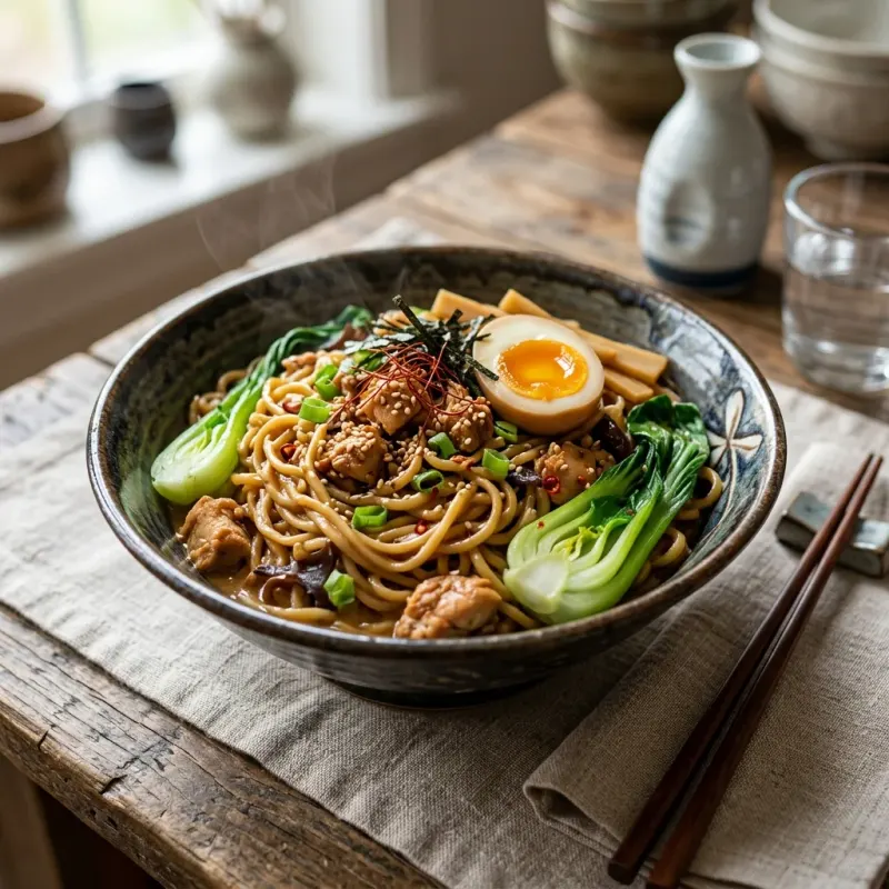 Creamy Sesame Miso Ramen Stir-Fry Noodles