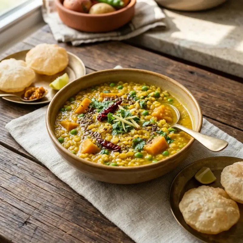 Bengali Golden Moong Dal With Sweet Potato