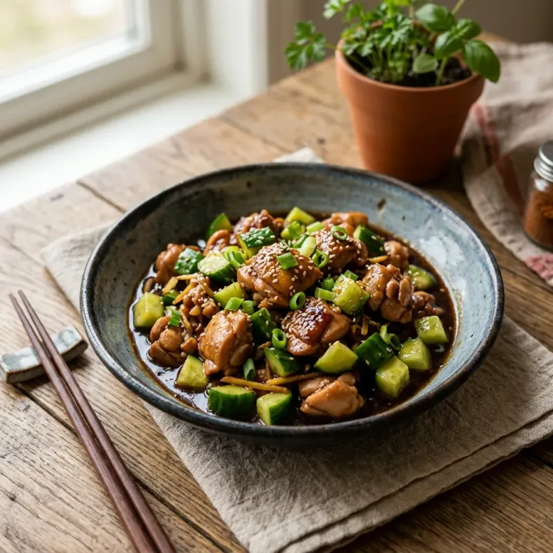 Shandong Chicken Stir-Fry With Sweet Bean Paste And Cucumber