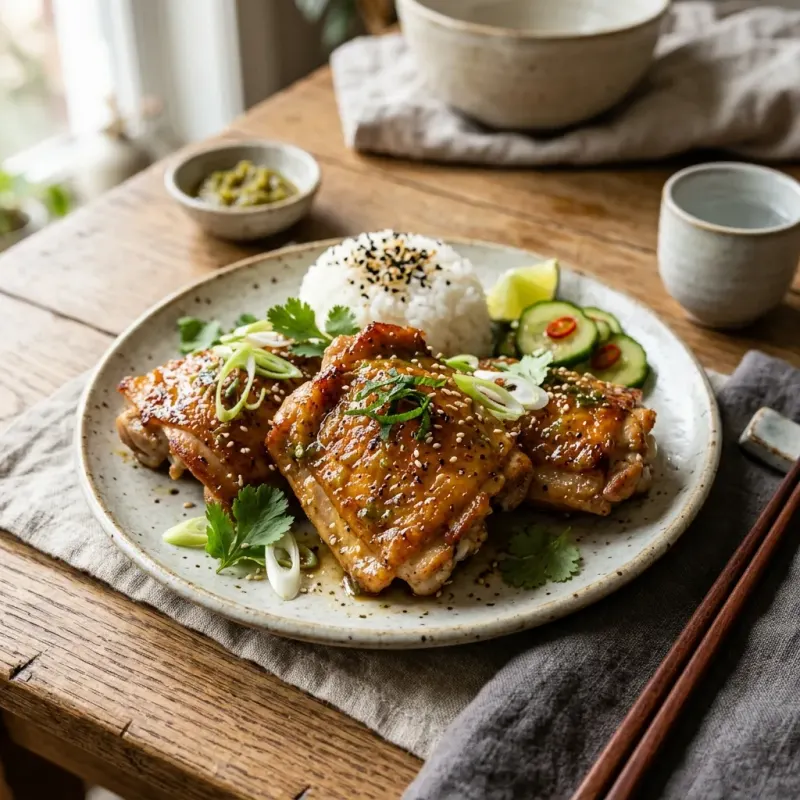 Yuzu Kosho Glazed Pan-Seared Chicken Thighs