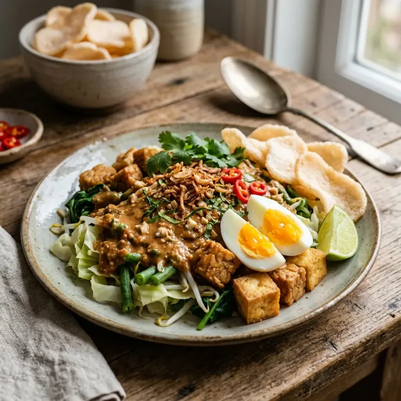 Gado-Gado Jakarta (Warm Salad With Tangy Peanut Dressing)