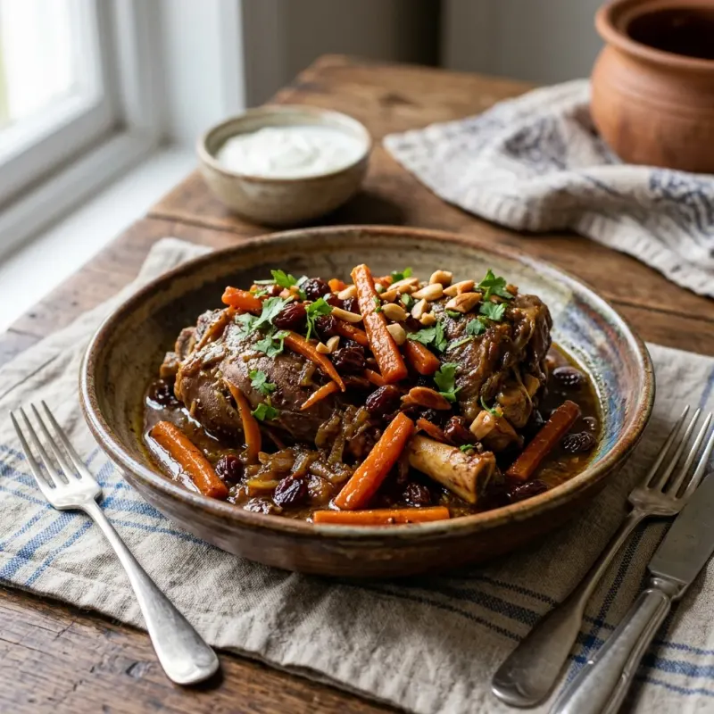 Afghan Braised Lamb Thighs With Caramelized Carrots And Raisins
