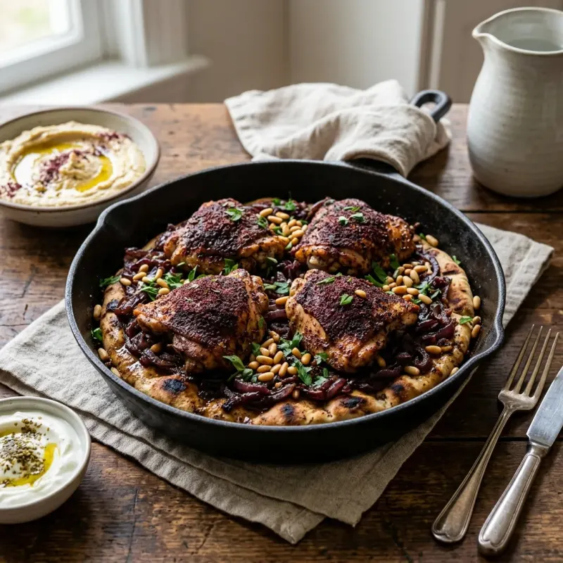 Palestinian Musakhan Chicken Thighs With Caramelized Onions