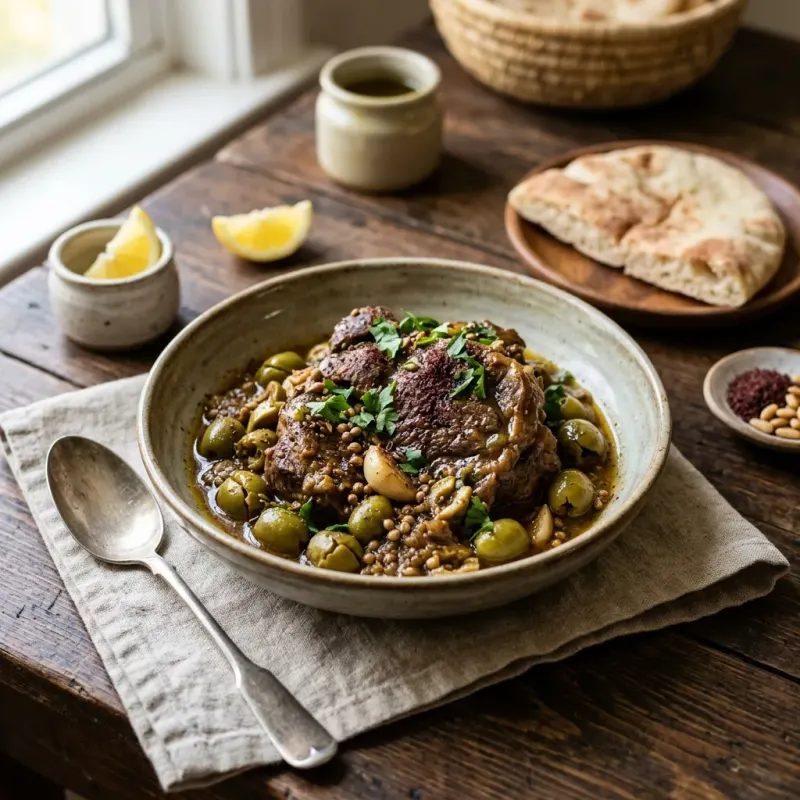 Nablus Green Olive And Beef Shank Braise