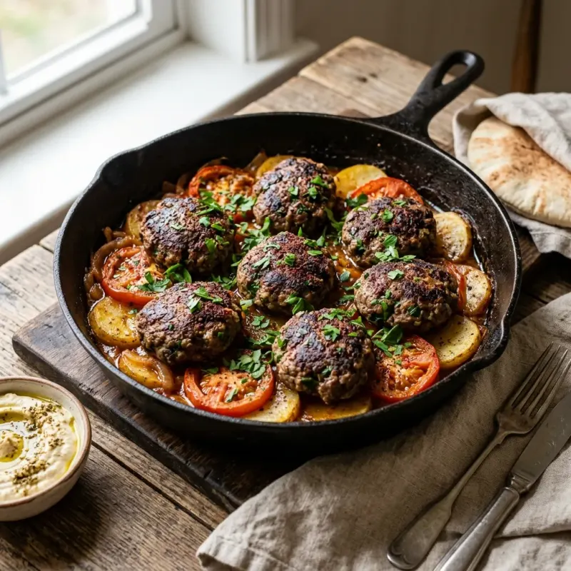 Lebanese Spiced Beef Kafta Skillet With Tomatoes
