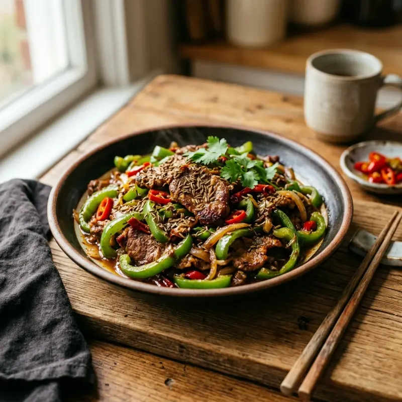 Xinjiang Cumin Lamb And Pepper Stir-Fry