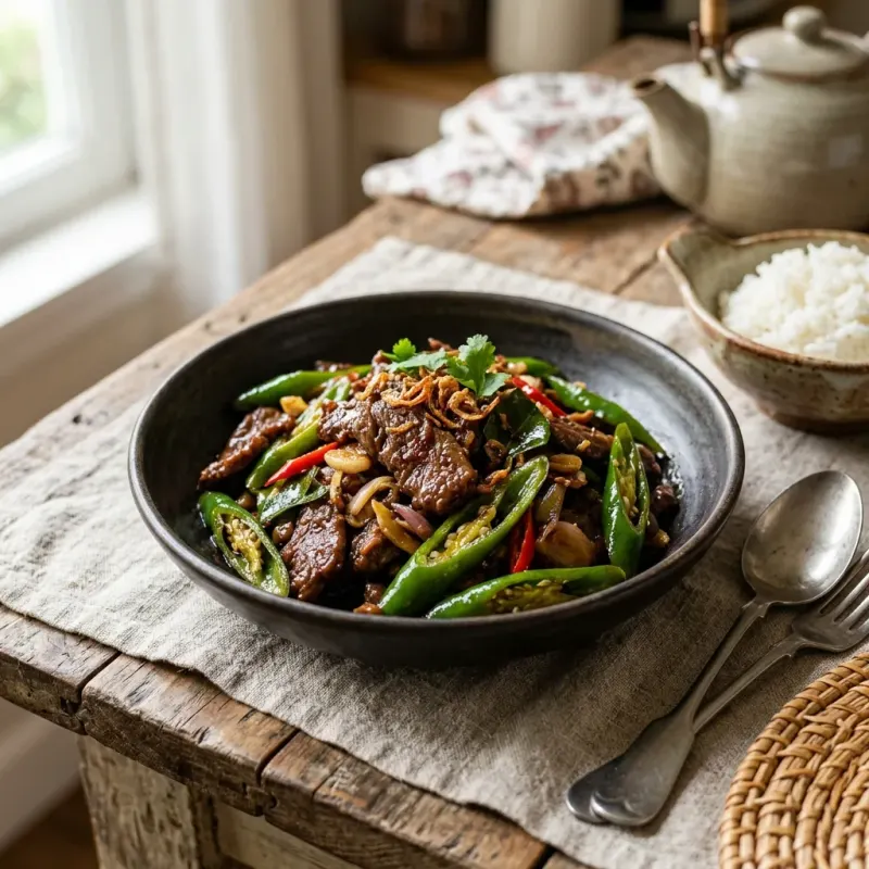 Oseng-Oseng Daging Cabe Hijau (Savory Green Chili Beef Stir-Fry)