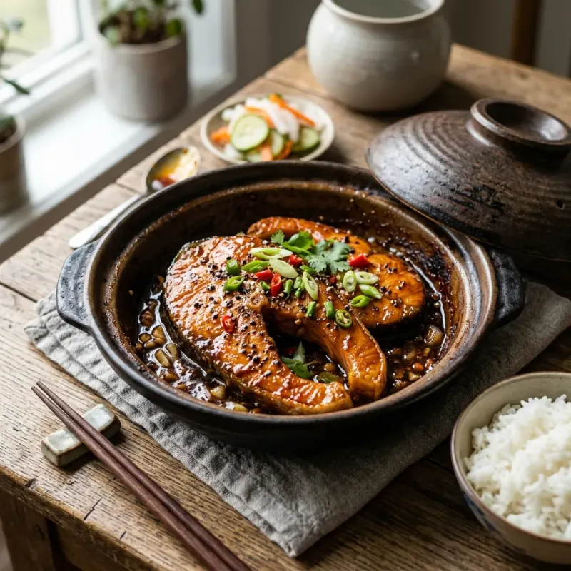 Vietnamese Caramelized Claypot Salmon