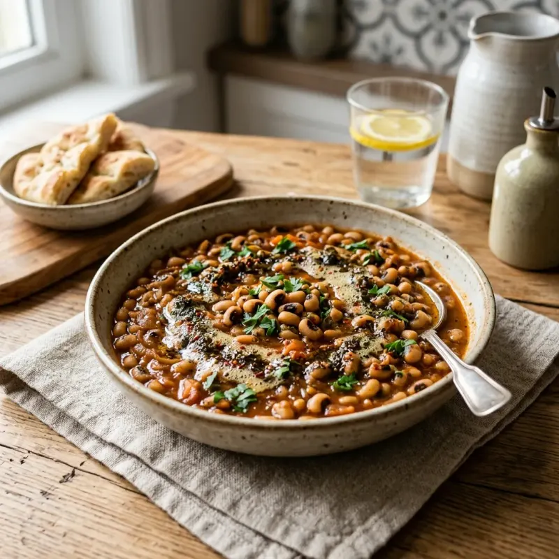 Turkish Braised Black-Eyed Peas With Dried Mint Butter