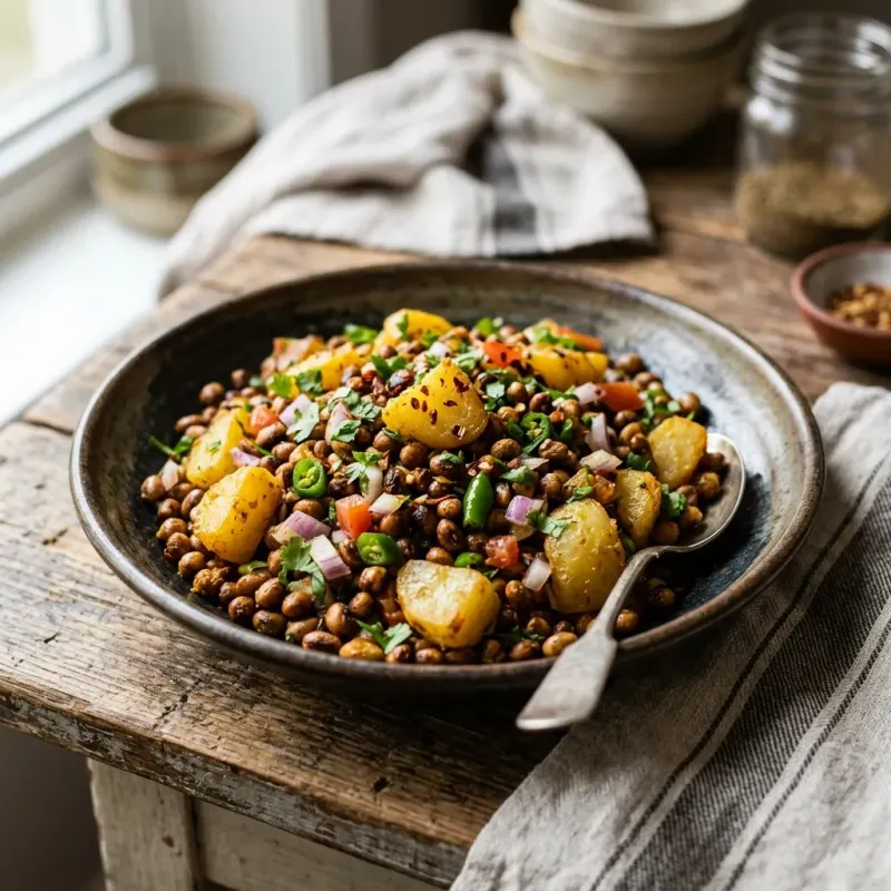 Nepalese Bhatmas Sadeko And Potato Skillet