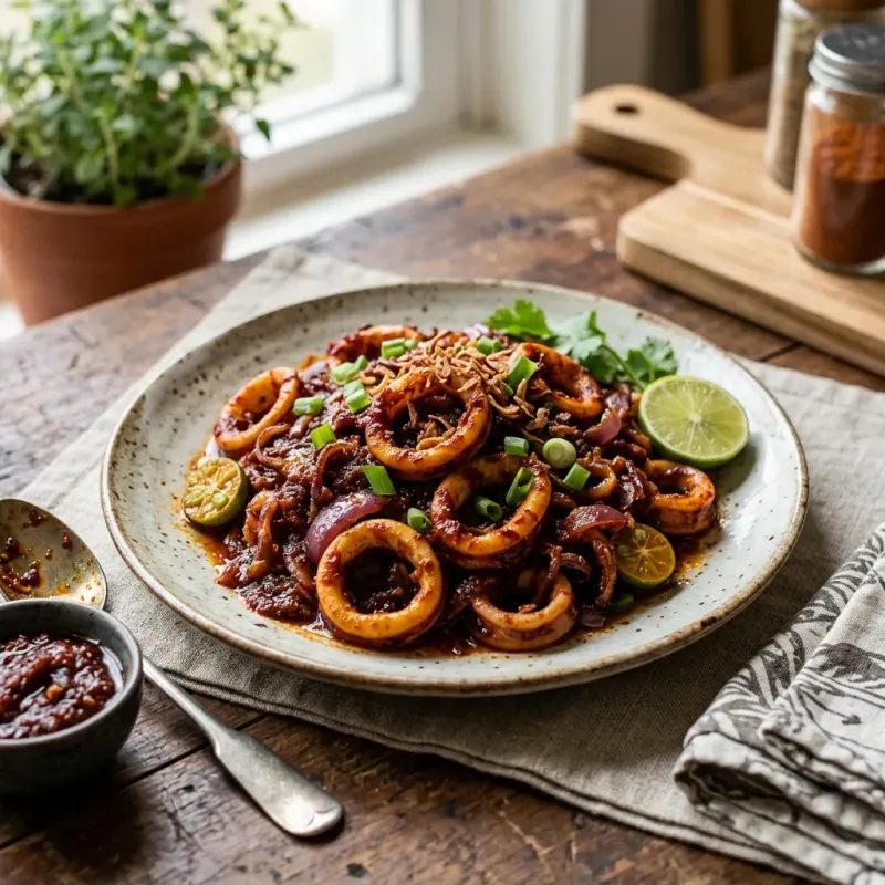 Sambal Tumis Sotong (Malaysian Caramelized Chili Squid)