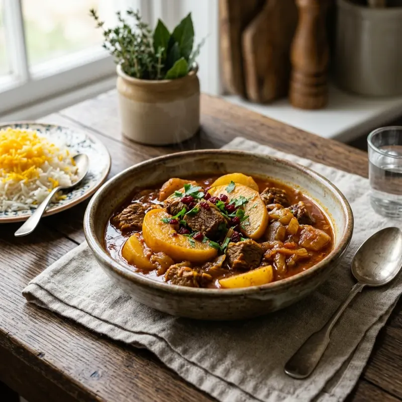 Iranian Layered Beef And Quince Stew