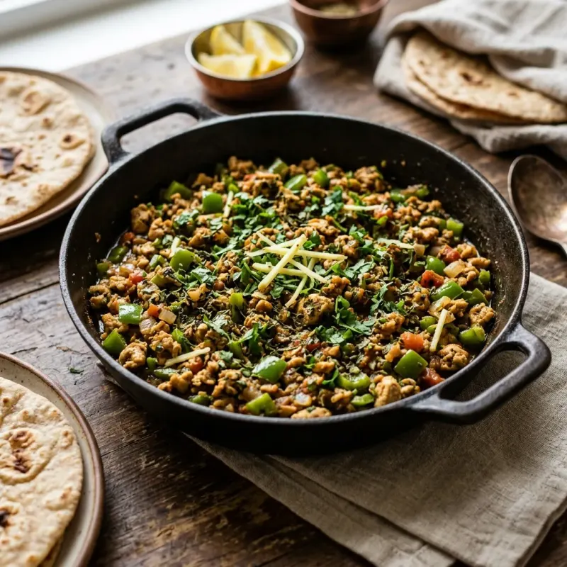 Kasuri Methi And Bell Pepper Chicken Keema