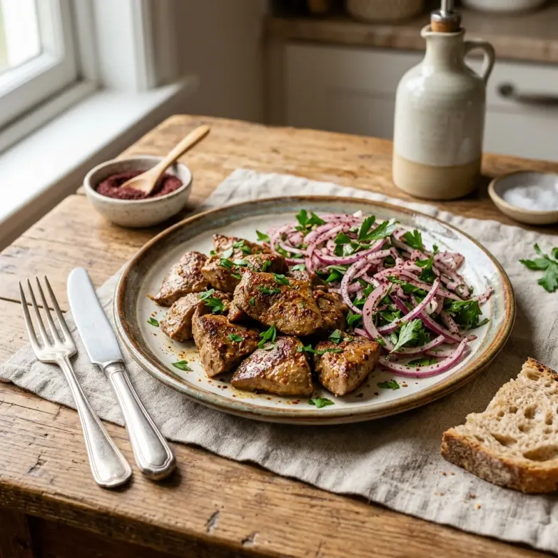Turkish Pan-Seared Beef Liver With Sumac Onion Salad