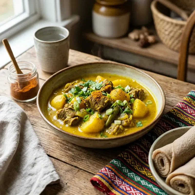 Ethiopian Turmeric Ginger Lamb Stew With Potatoes