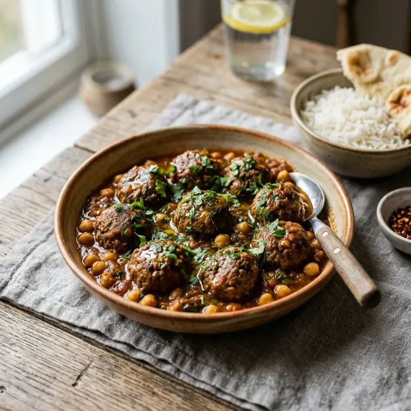 Afghan Braised Spiced Beef Meatballs In Garlic Tomato Sauce